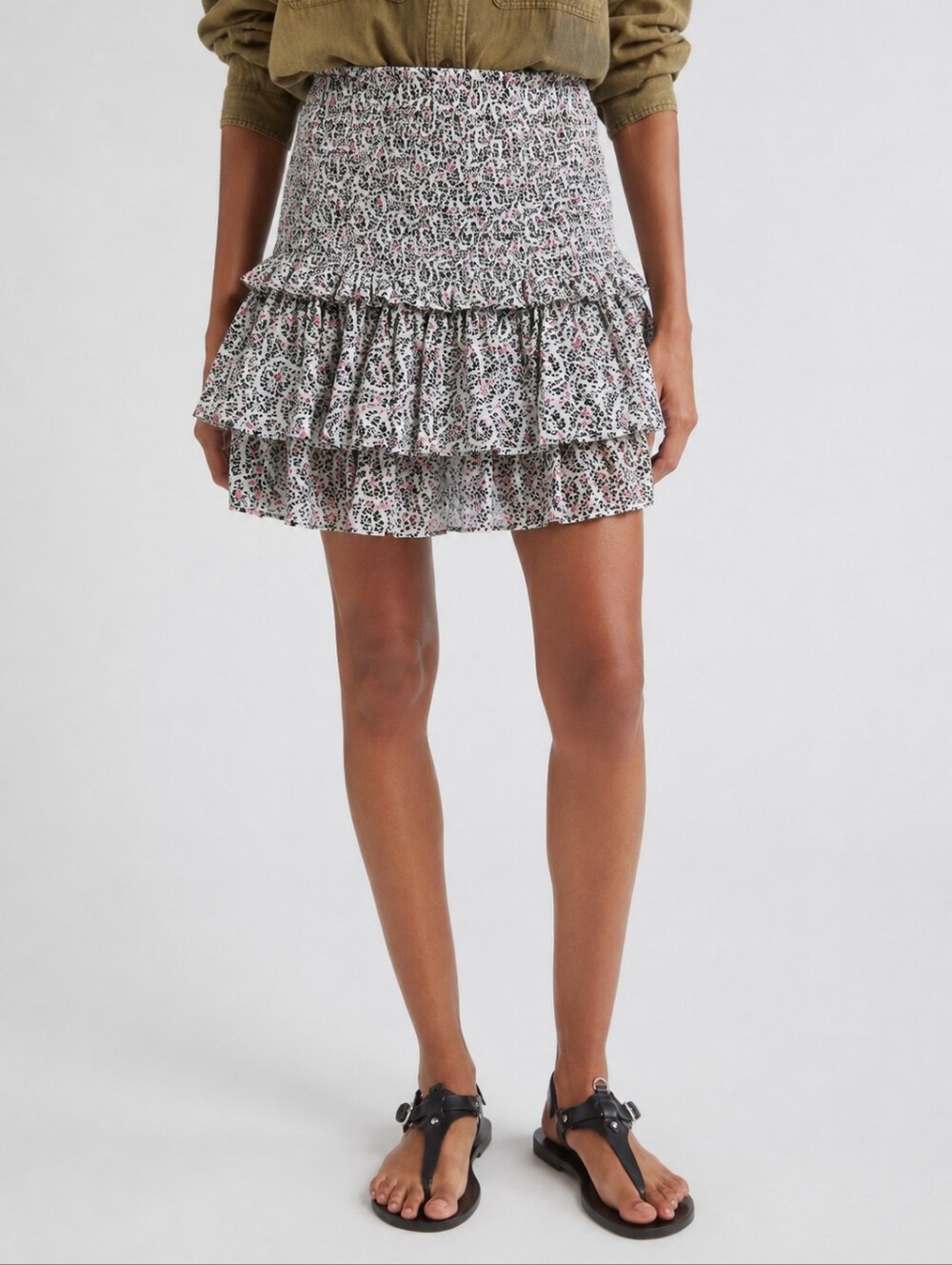 Isabel Marant Étoile Mini Skirt with Black, Pink & White Floral Print
